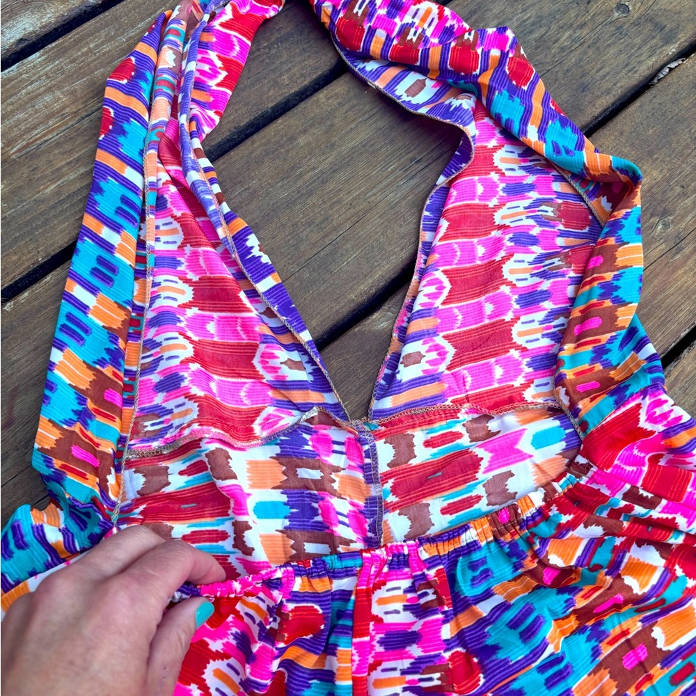 Vintage Multicolor Halter Jumpsuit with Wide Legs - Picture 6 of 15